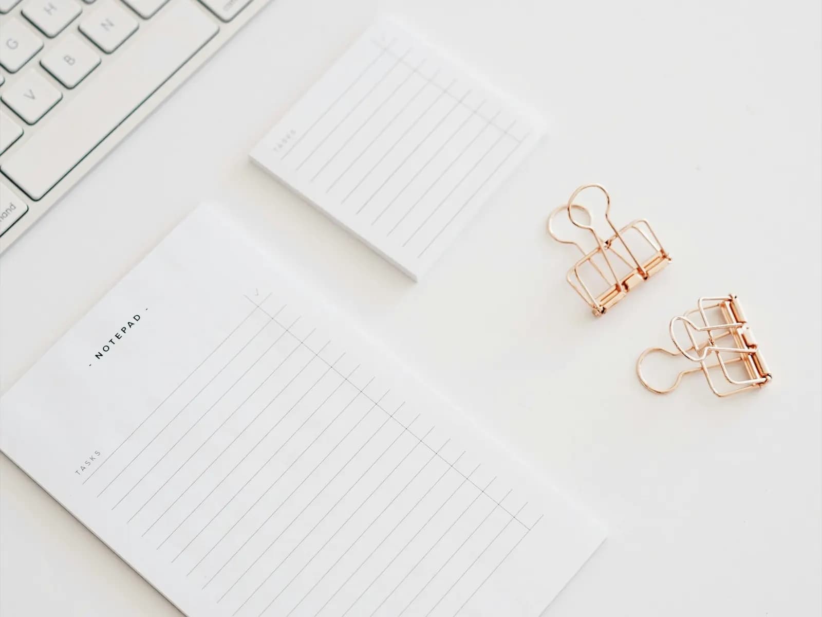 Business documents and paper clips on a desk