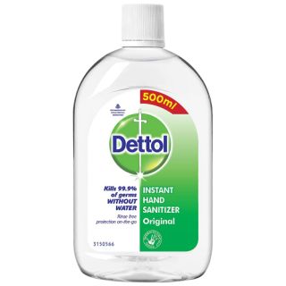 Dettol Original Germ Protection Alcohol based Hand Sanitizer Refill Bottle, 500ml (Pack of 2)